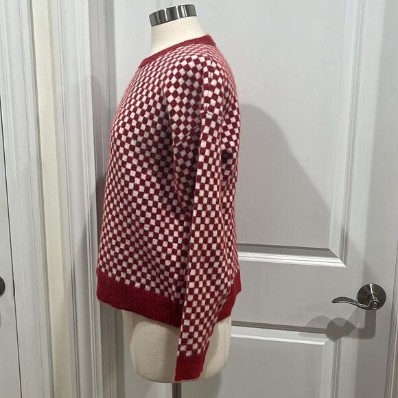 Madewell Wool Alpaca Blend Checkerboard Jacquard Pullover Sweater Size Smalll - Picture 6 of 13